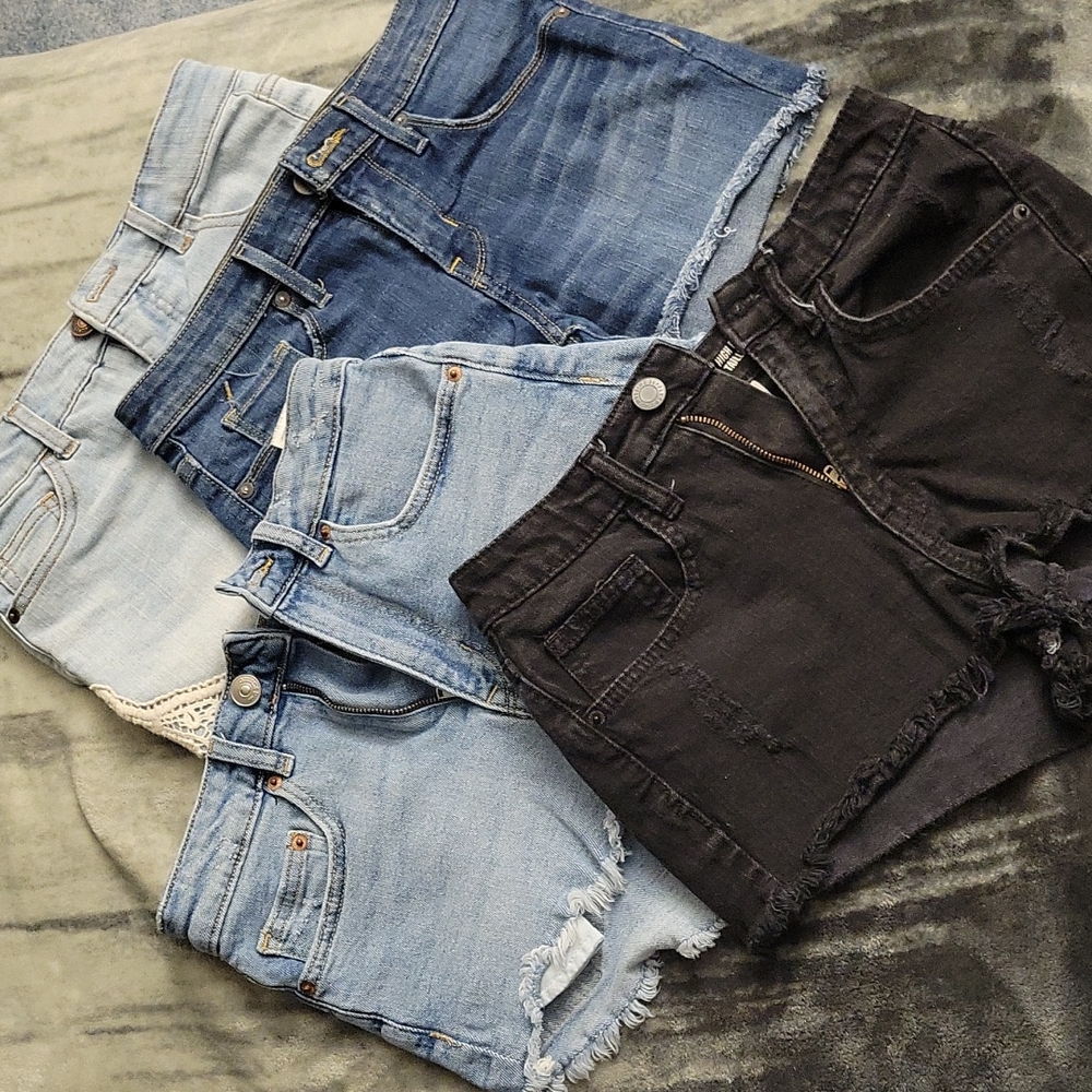 4 pairs of girls Jean shorts, various styles